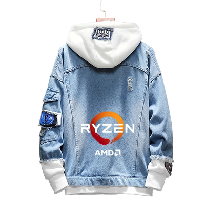 发烧友连帽夹克牛仔外套