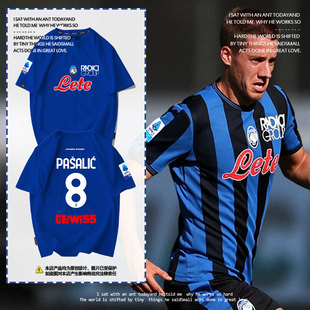 24-25赛季亚特兰大队服足球衣服短袖t恤衫男女球迷服纯棉半袖体恤