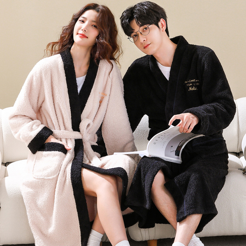 2022冬季新款加厚珊瑚绒情侣睡袍