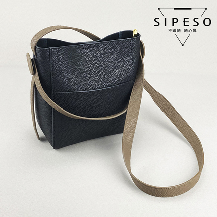 SIPESO真皮女包2023新款水桶包手提单肩斜挎包包欧美时尚休闲包包