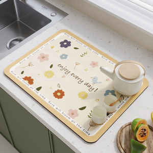 硅藻泥厨房台面沥水垫吸水垫防滑防油可擦专用地垫家用浴室卫生间