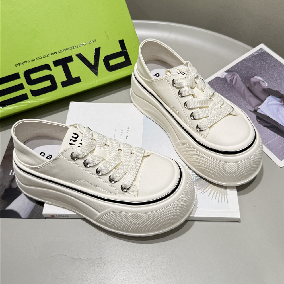 拍色~韩版娃娃头网面透气松糕鞋2025夏时尚百搭休闲小白鞋25-166