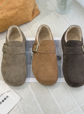 TATAFOCUS~加绒全包小土豆勃肯鞋平底3厘米2025冬反绒皮5502-13