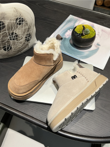 斯美高真皮羊毛甜美雪地靴女2023冬季新款短筒加绒加厚洋气棉鞋