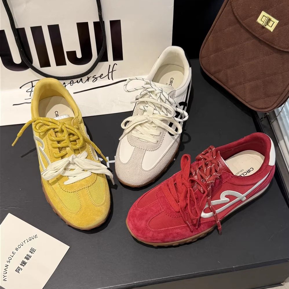 圆典~糖果色德训鞋女2026春复古反绒皮双鞋带运动鞋休闲板鞋66-02,女鞋,德训鞋,淘宝优惠券,粉丝福利购,淘宝优惠卷