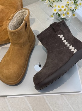TATAFOCUS~女雪地靴冬季加绒保暖防滑厚底短靴毛绒内里棉鞋9A21