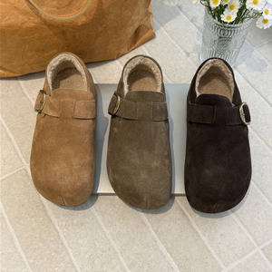 TATAFOCUS~4厘米2025冬季款一脚蹬反绒皮勃肯鞋加绒棉鞋2572-15