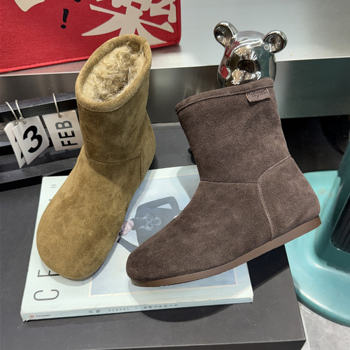 Meeigeec.Q~防寒2025冬新磨砂皮加绒加厚保暖雪地靴短靴6618-6