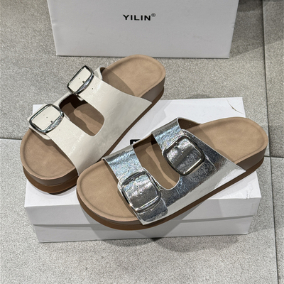 2025夏新时尚勃肯拖外穿皮带扣一字拖鞋防滑沙滩软底露趾 8383