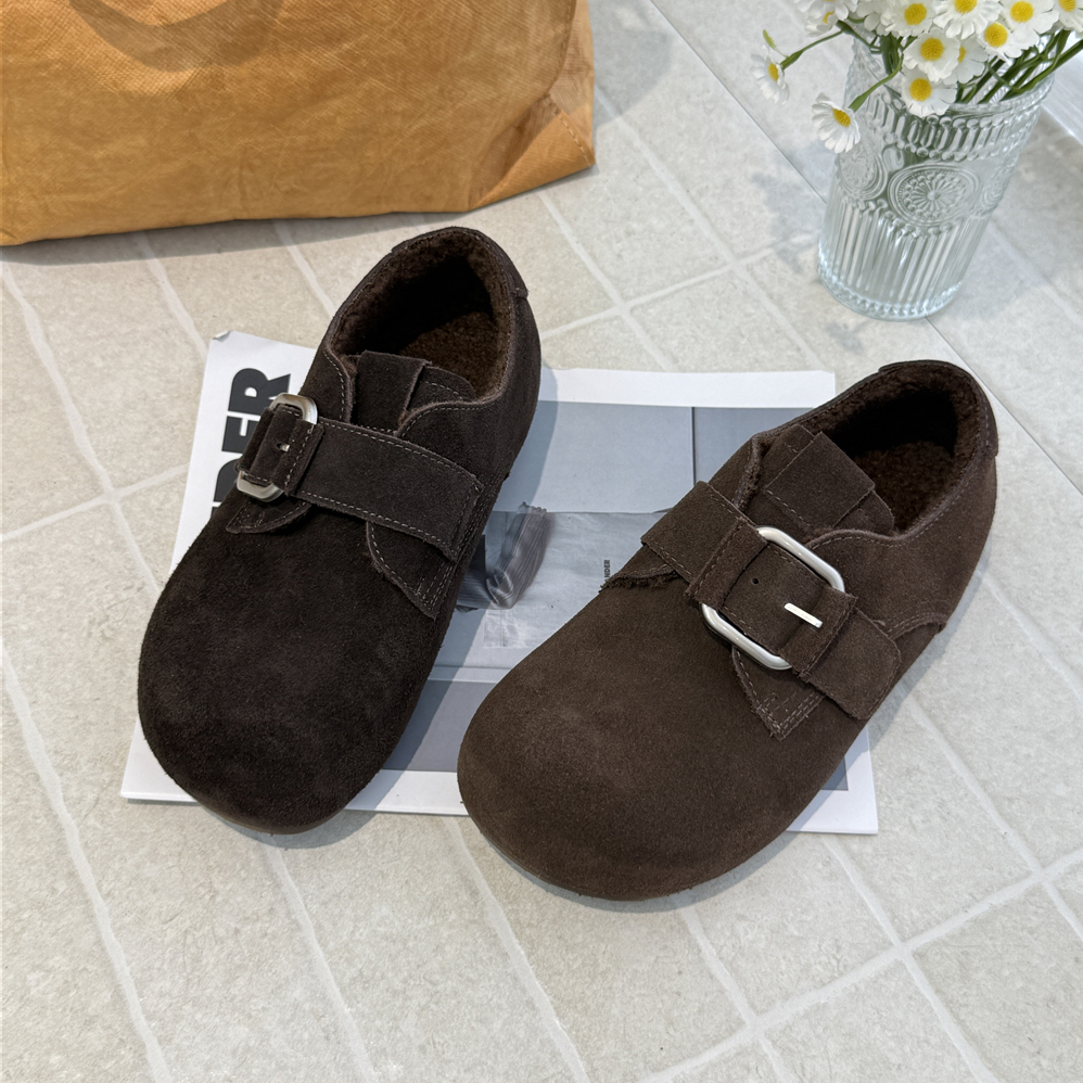 茉妮卡~加绒3厘米2025冬魔术贴反绒皮毛绒勃肯鞋加绒棉鞋5010-61