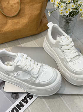 MONIKA2026春新厚底增高百搭小个子休闲运动真皮小白鞋Y6007-09
