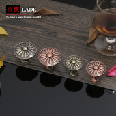 拉德 仿古圆形单孔抽屉拉手橱柜门把手实心家具五金小提手 欧式