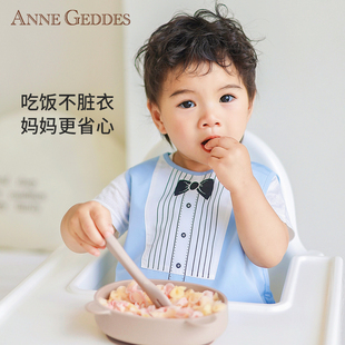 喂饭围兜罩衣 婴儿薄款 反穿衣 AnneGeddes绅士男宝宝防水耐脏无袖