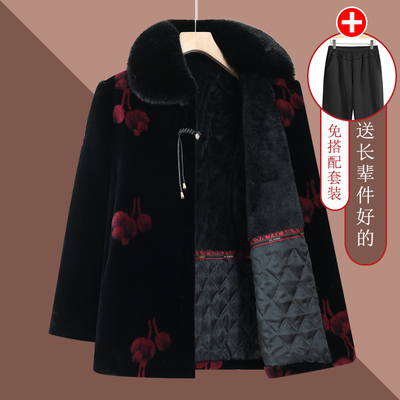 老年人冬装女奶奶皮草大码外套妈妈装加厚棉衣老太太过年新衣服