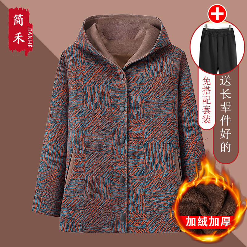 中老年女春装连帽大尺码夹克