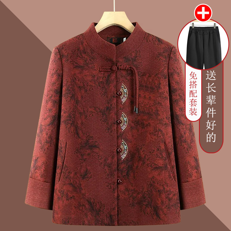 春装中老年妈妈立领薄款长袖外套