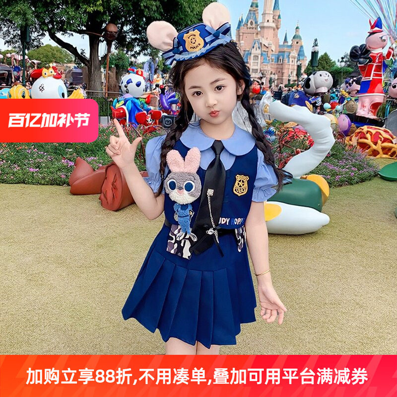 兔子警官衣服儿童夏装疯狂动物城cos服女童朱迪jk连衣裙生日套装