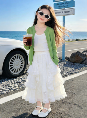 XYTZ26069-1防晒开衫蕾丝裙套装