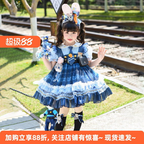 疯狂动物城朱迪警官女童礼服裙子