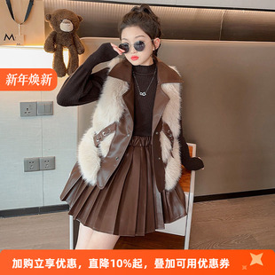 高端大童时髦套裙 小香风套装 女童秋冬连衣裙2025新款 洋气儿童冬季