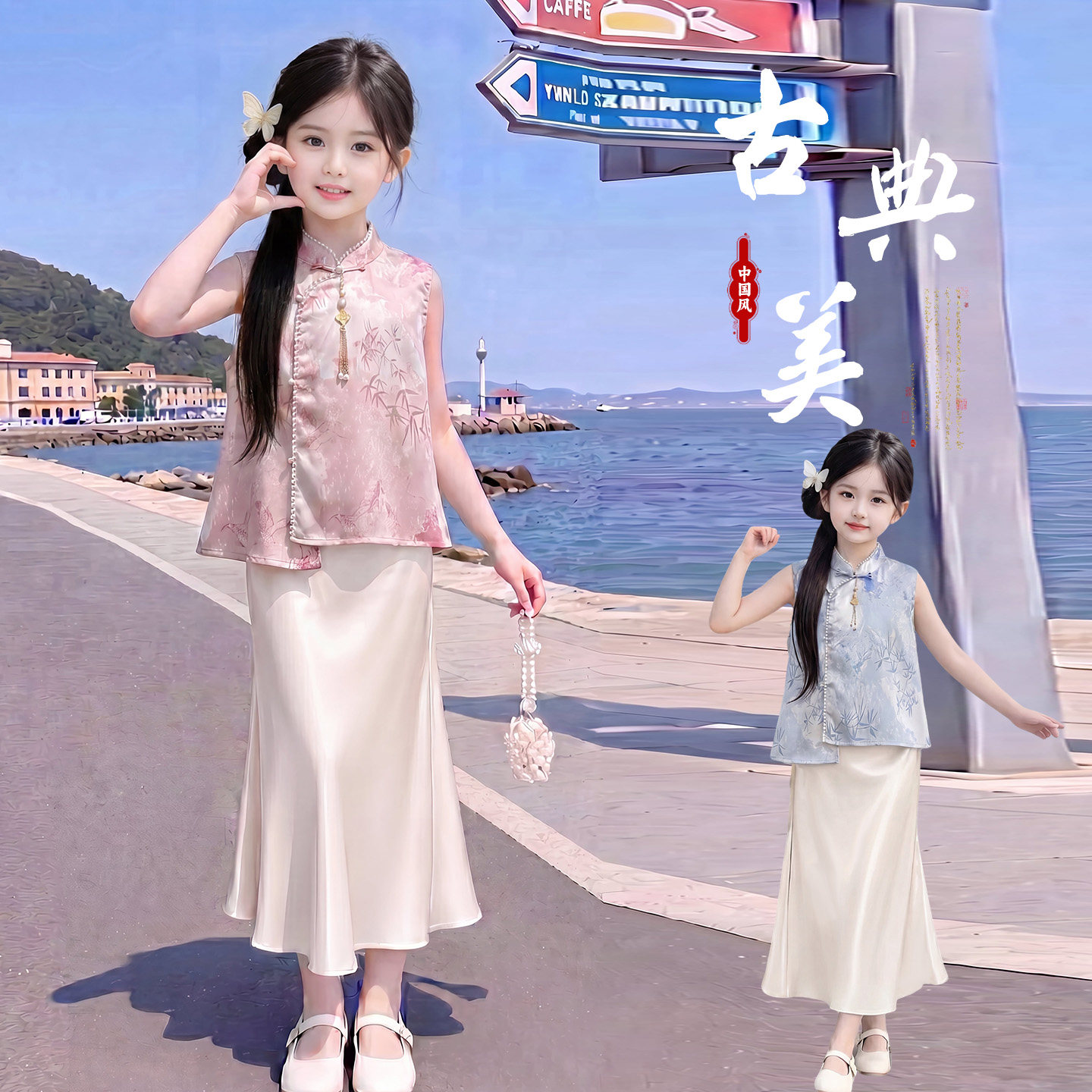 女童新中式夏季汉服套装新款图片