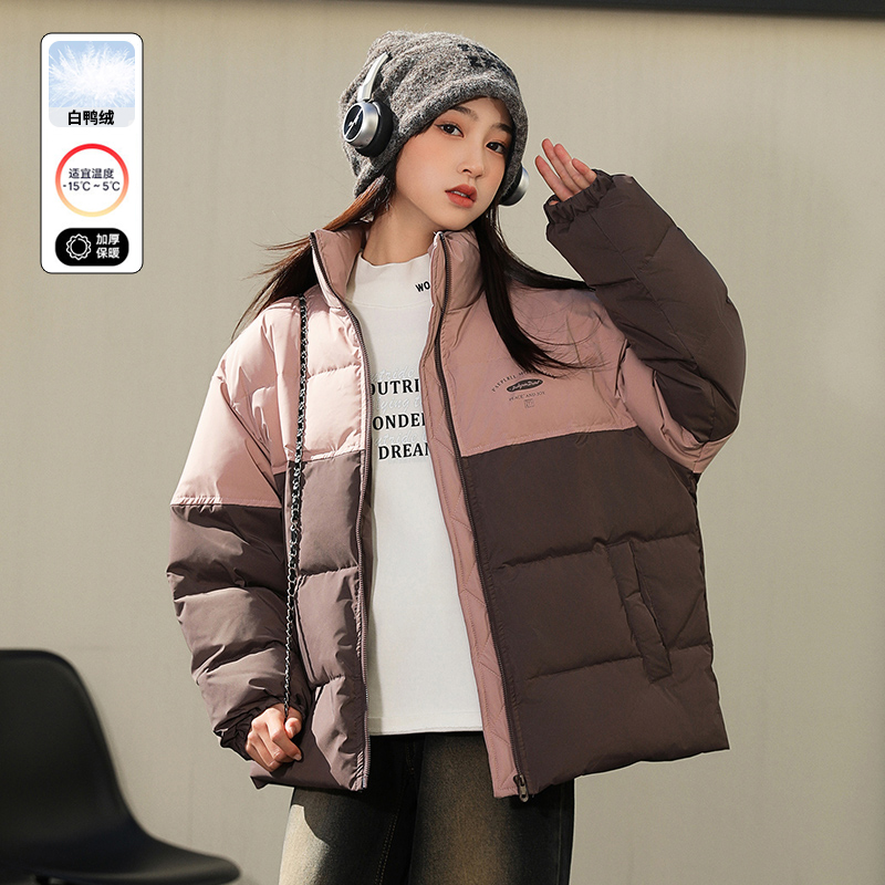 短款面包服加厚女童拼色羽绒服