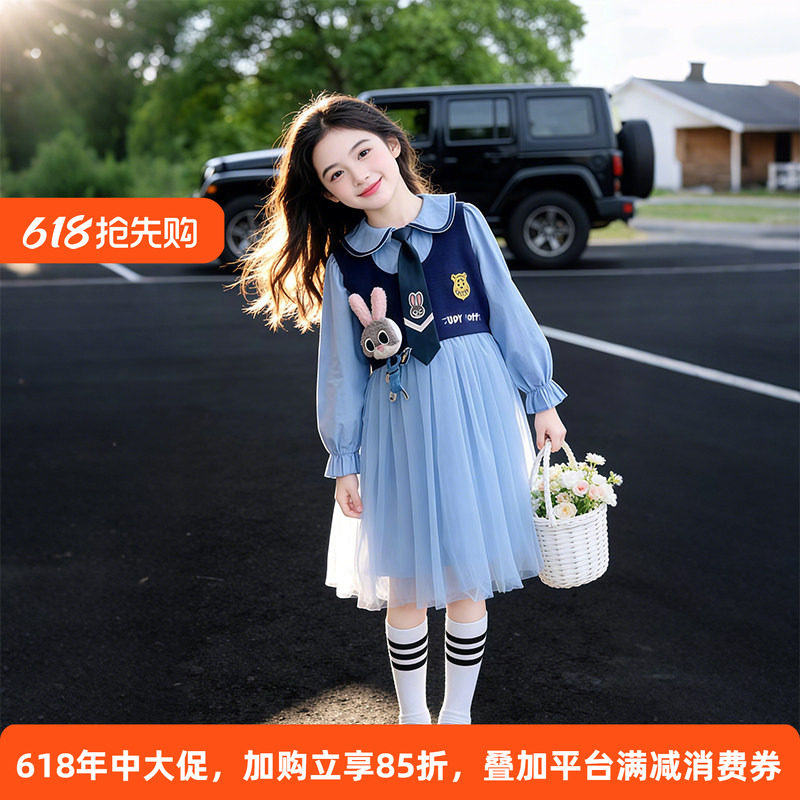 朱迪兔子警官女童套装裙子儿童COS衣服小女孩洛丽塔公主裙生日裙