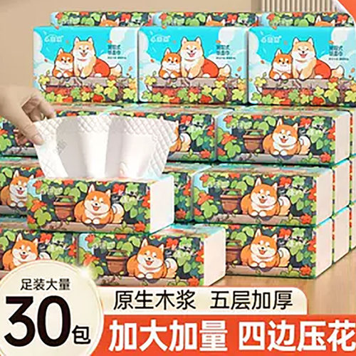 漫花小蛮熊280张纸巾抽纸家用实惠装擦手餐巾纸卫生纸整箱批面巾M