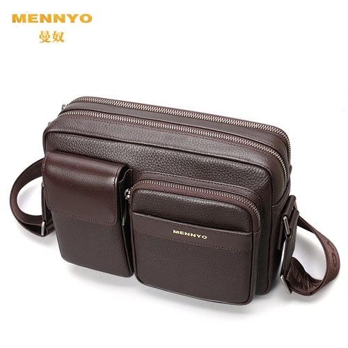 MENNYO真皮单肩时尚横款邮差男包