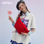 AORDA 甜酷斜挎包女夏休闲单肩包新款 腰包潮ins饺子包红色胸包男