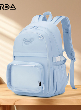 AORDA 日常蓝色痛包书包初中女生轻便双肩包高中生大容量防水背包