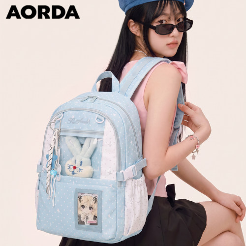 AORDA日常蓝色痛包大容量双肩包