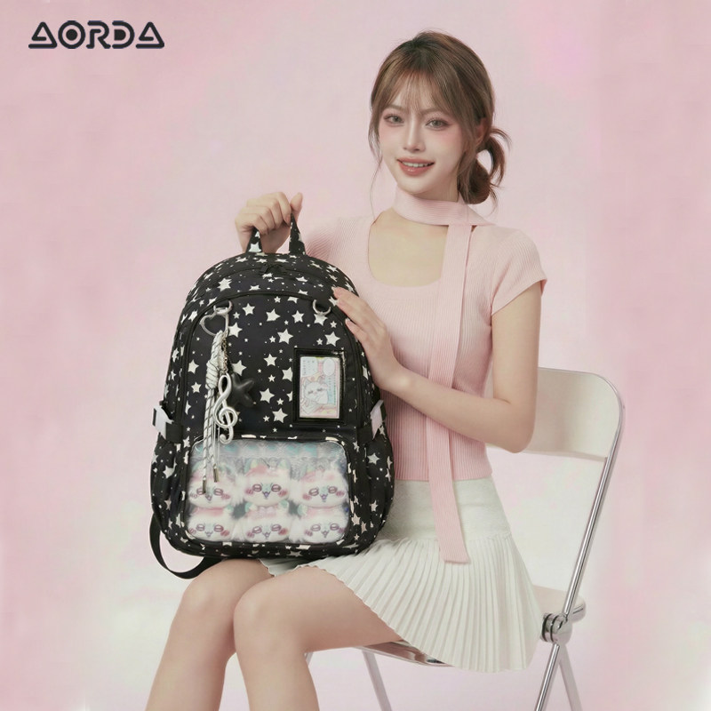 AORDA 二次元初中女生娃包吧唧大容量高中生背包双肩黑色痛包书包,箱包皮具/热销女包/男包,痛包,淘宝优惠券,粉丝福利购,淘宝优惠卷