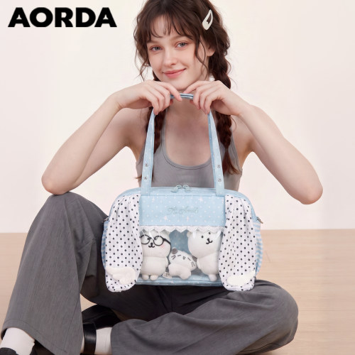 AORDA可爱波点兔耳痛包透明娃包