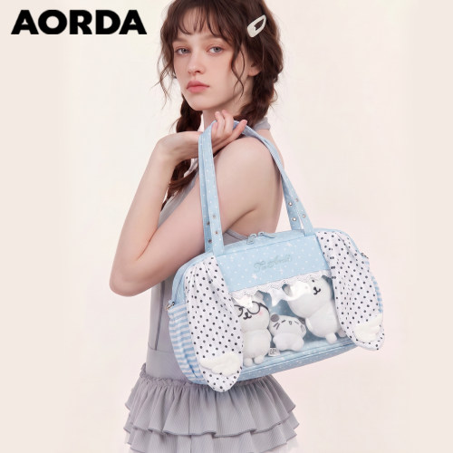 AORDA追星波点蓝色痛包10cm娃包