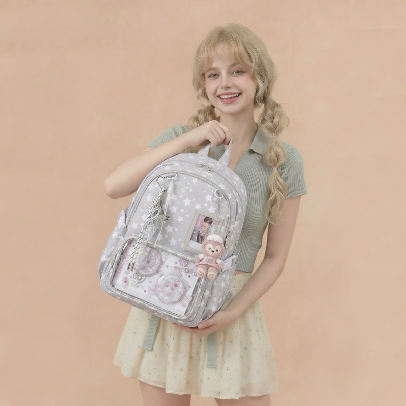 AORDA 初中女生娃包吧唧大容量高中生高级感背包双肩灰色痛包书包,箱包皮具/热销女包/男包,痛包,淘宝优惠券,粉丝福利购,淘宝优惠卷