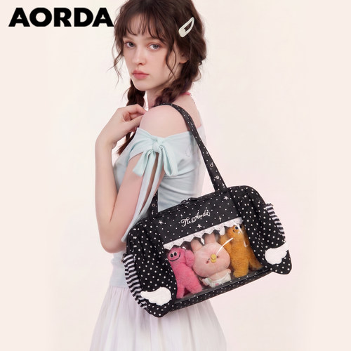 AORDA通勤波点黑色痛包10cm娃包