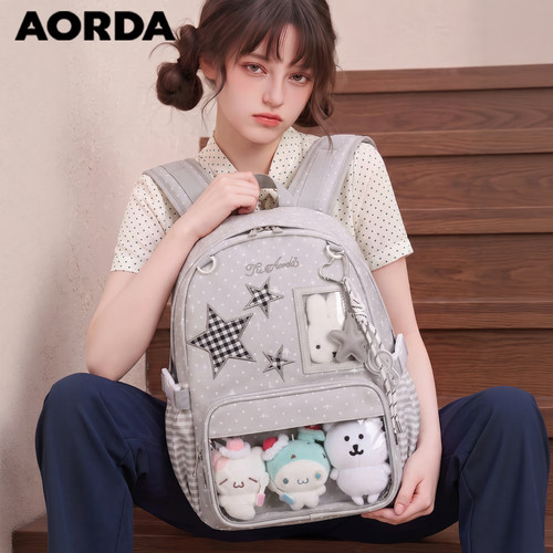 AORDA韩系痛包波点双肩背包书包