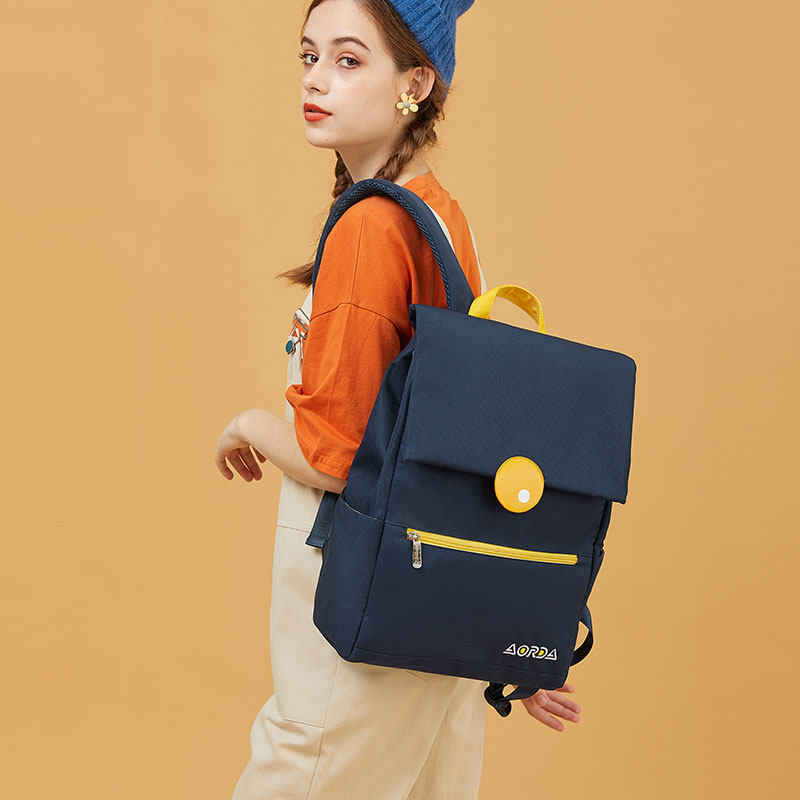 奥尔达初中学生书包女韩版高中2020新款简约双肩包大容量电脑背包