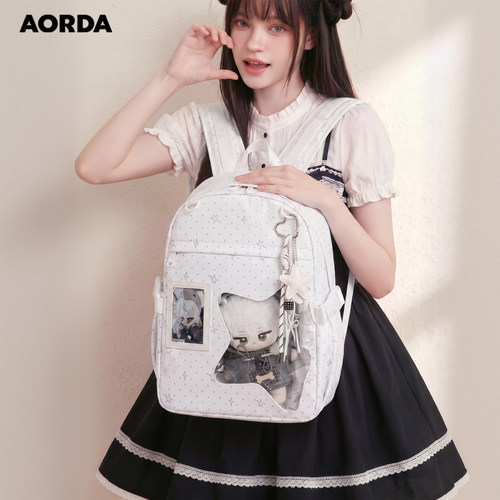 AORDA轻便痛包波点双肩背包书包