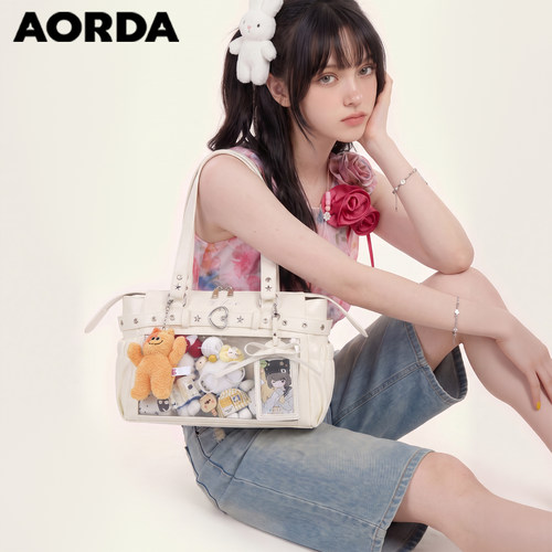 AORDA原创米色机车痛包日常娃包