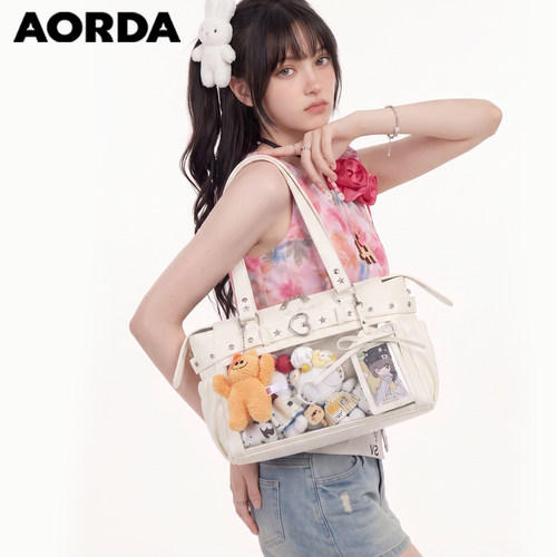 AORDA通勤皮质机车痛包单肩娃包