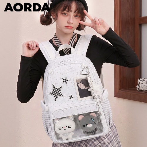 AORDA通勤痛包波点双肩背包书包