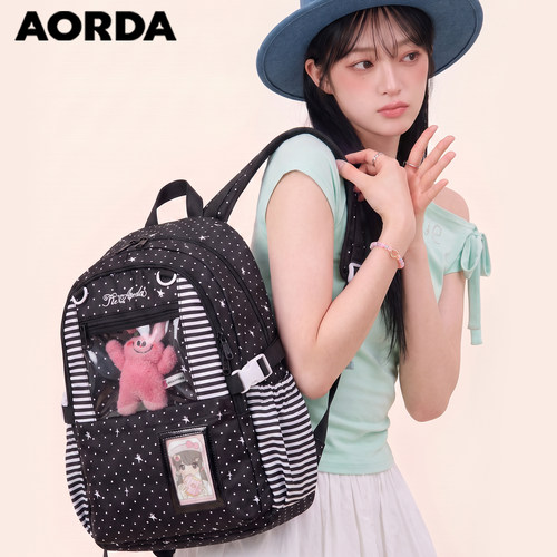 AORDA简约波点痛包大容量双肩包