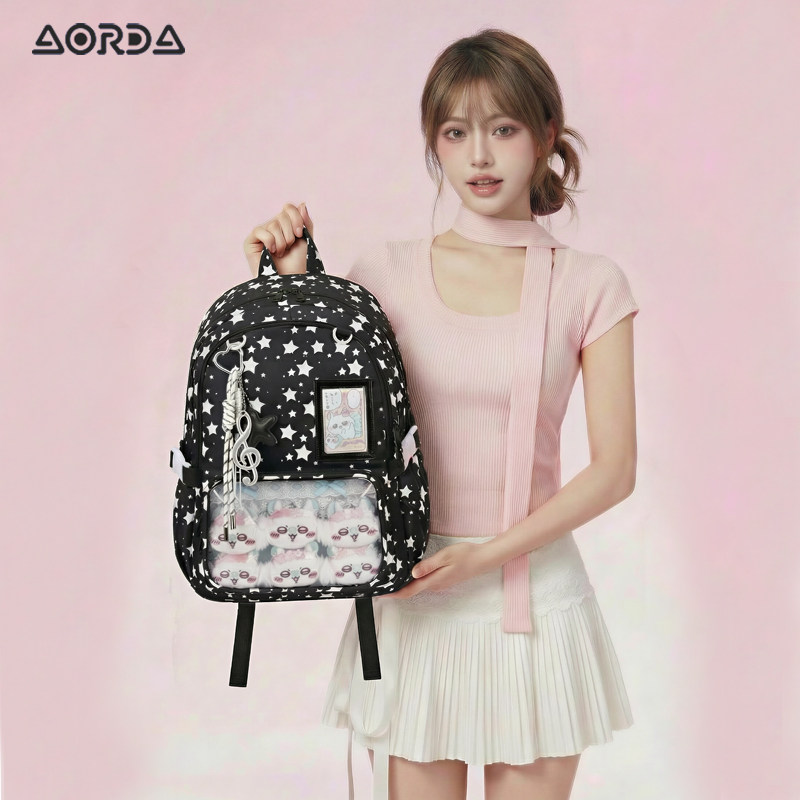 AORDA 初中女生娃包吧唧日常款大容量高中生背包双肩黑色痛包书包,箱包皮具/热销女包/男包,痛包,淘宝优惠券,粉丝福利购,淘宝优惠卷