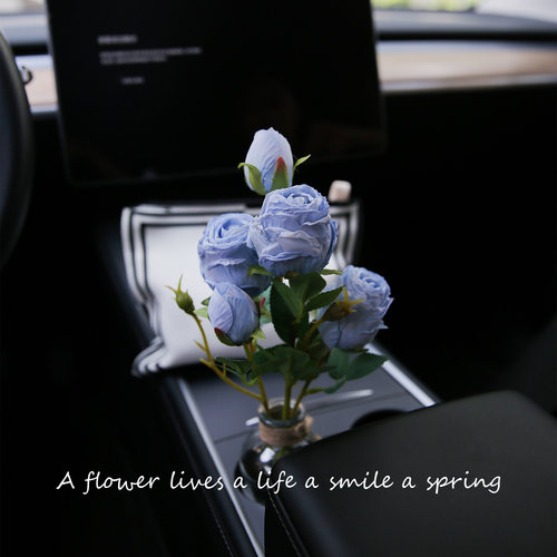 适用于特斯拉Model3/Y氛围玫瑰花网红花束车载摆件装饰简约小花瓶