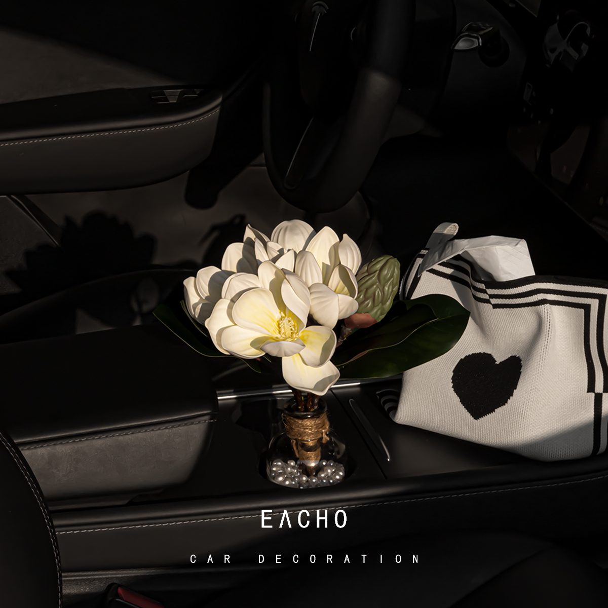 车载仿真花束汽车珍珠花瓶装饰