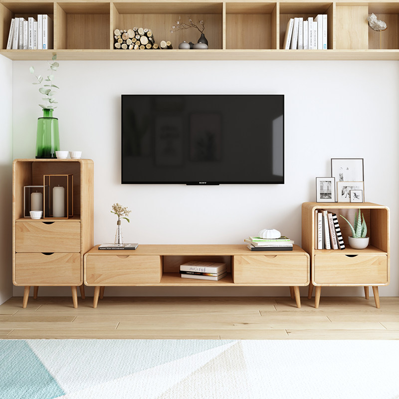 北欧实木茶几电视柜组合小户客厅原木带抽屉储物柜简约现代收纳柜|msdalam kategori perabot kediaman, kabinet, kabinet TV - dari Buy2taobao.com untuk memberikan perkhidmatan ejen Taobao profesional membeli