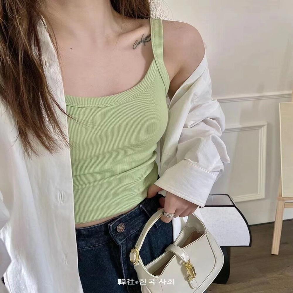 百搭一体式吊带背心舒适修身美背外搭内穿带胸垫内搭上衣