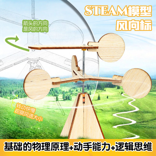 测风仪风速仪风向标自制diy手工科学小实验套装科技发明小制作7岁